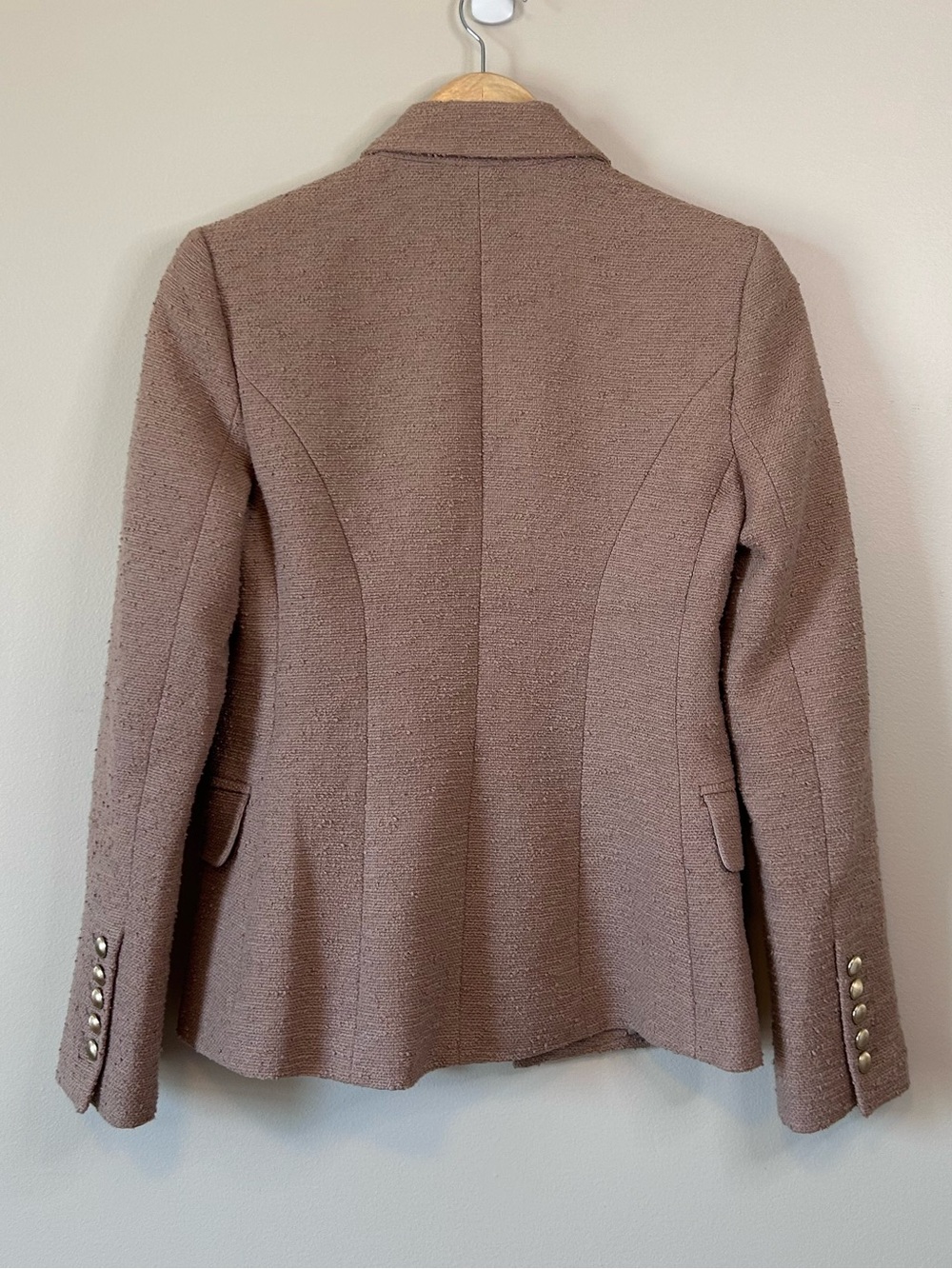 L'AGENCE Kenzie Light Mocha Double Breasted Bouclé Tweed Blazer Size 0 - Picture 6 of 7